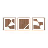 conjunto composição trio de quadros em madeira e vidro
