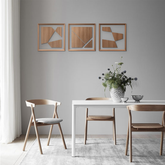 Trio de Quadros Gestalt Plug Design em madeira e vidro