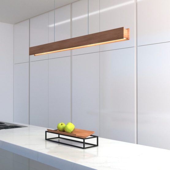 Cozinha minimalista com Fruteira Planar Plug Design em madeira e metal