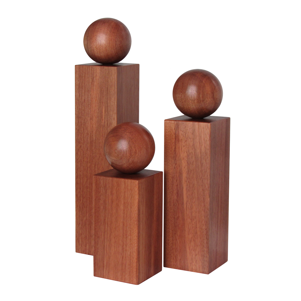 trio escultura geo madeira