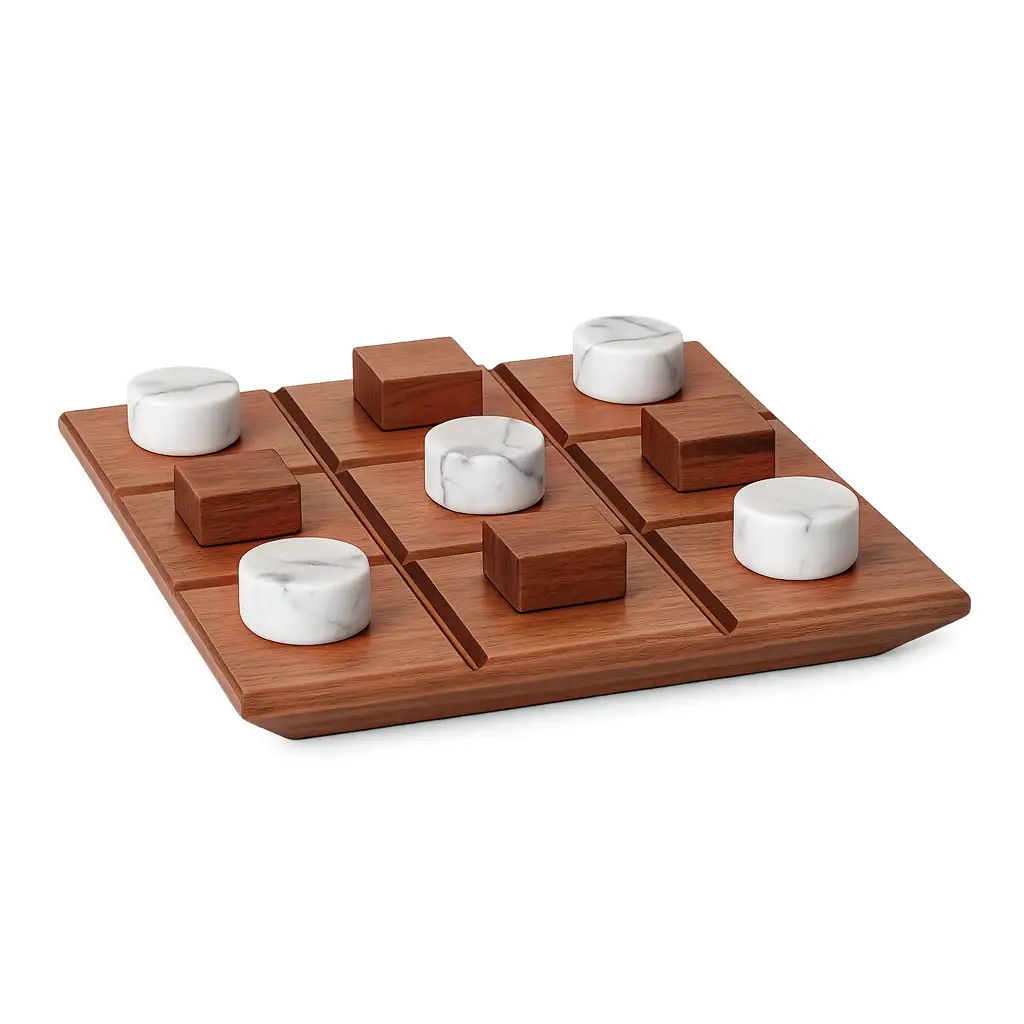 jogo da velha axis madeira e mármore carrara plug design