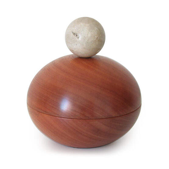 pote orbe plug design madeira e esfera travertino para projetos de arquitetura de alto padrão