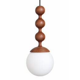 luminária pendente laguna contemporâneo com esferas de madeira maciça e globo de vidro ideal para quarto sala e projetos de arquitetura de alto padrão